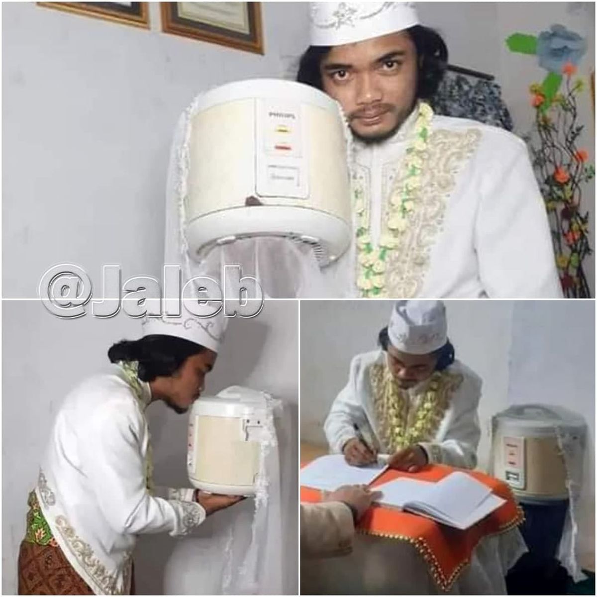 ازدواج عجیب مرد اندونزیایی با پلوپزش  +عکس
