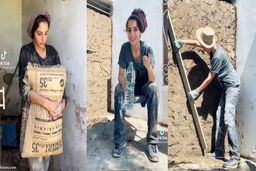 دختر کارگر ساختمانی محبوب شبکه‌های اجتماعی +فیلم