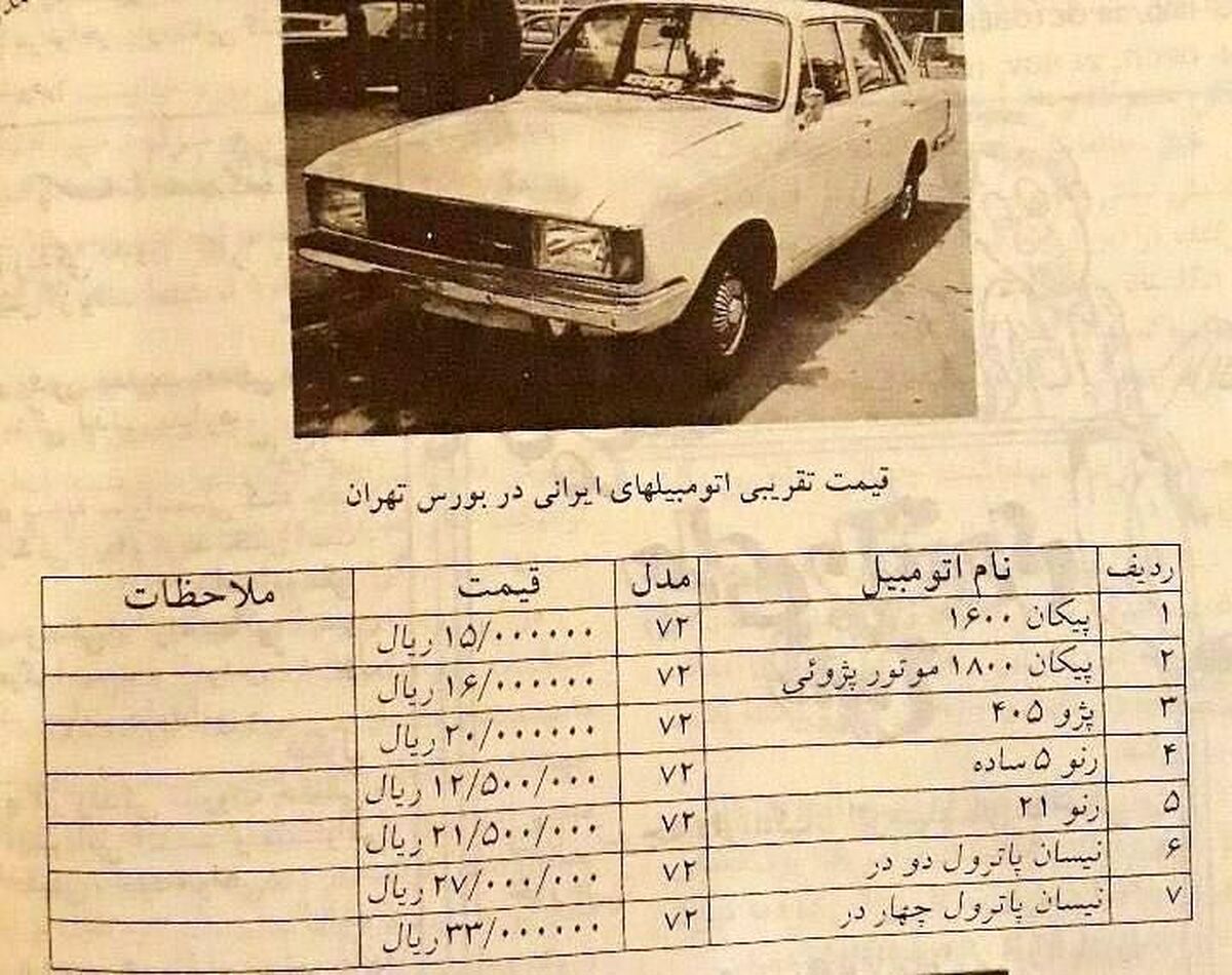 قیمت های باورنکردنی خودرو در سال 1372!+عکس