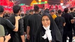 نفیسه روشن کنار مردی با تیپ عجیب در کربلا +عکس