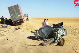 پراید و راننده اش نصف شد/تصاویر هولناک در جاده بوکان +فیلم