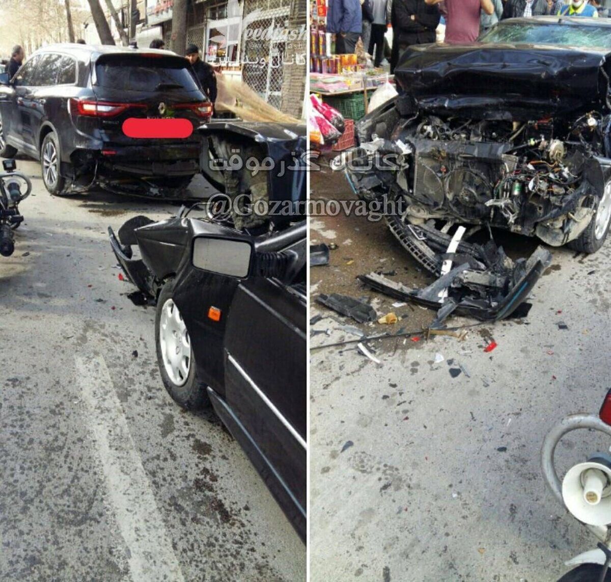 اولین تصاویر از تصادف وحشتناک پژو پارس با رنو کولئوس!