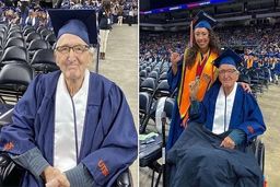 فارغ التحصیلی پدربزرگ ۸۸ ساله با نوه ۲۳ ساله‌اش +عکس