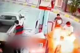 آتش سوزی در پمپ بنزین | پسر جوان جزغاله شد